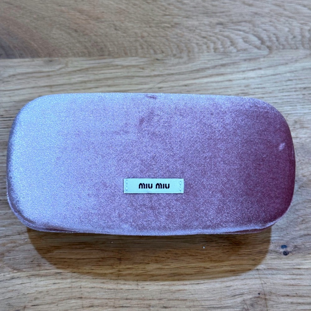 Miu Miu Pink Velvet Hard Sunglasses Case Eyewear Protector Clamshell Logo